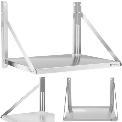 Półka ścienna gastronomiczna składana ze stali nierdzewnej do 40 kg 60 x 45 cm Royal Catering