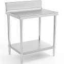 Stół blat roboczy stalowy nierdzewny przyścienny z rantem i półką 80x60cm Royal Catering