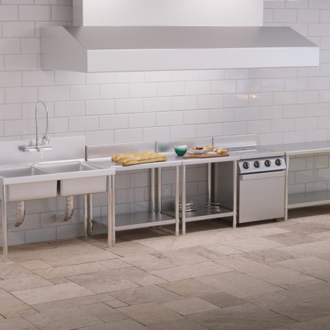 Stół blat roboczy stalowy nierdzewny przyścienny z rantem i półką 80x60cm Royal Catering