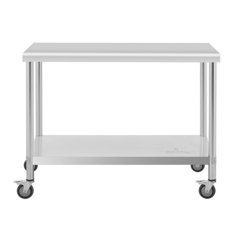 Stół metalowy gastronomiczny na kółkach z półką STAL 60 x 120 cm Royal Catering