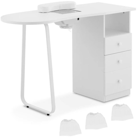Biurko kosmetyczne do manicure z pochłaniaczem pyłu 120 x 45 cm - białe Physa