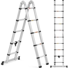 Drabina teleskopowa składana z aluminium 12 stopni 0.85-1.85/3.8 m MSW