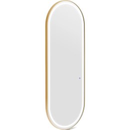 Konsola konsoleta fryzjerska lustro z oświetleniem LED owalne 180 x 70 cm - złote Physa