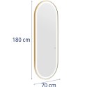 Konsola konsoleta fryzjerska lustro z oświetleniem LED owalne 180 x 70 cm - złote Physa