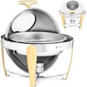 Podgrzewacz bemar bufetowy do potraw na pastę okrągły z pokrywą rolltop 6 l Royal Catering