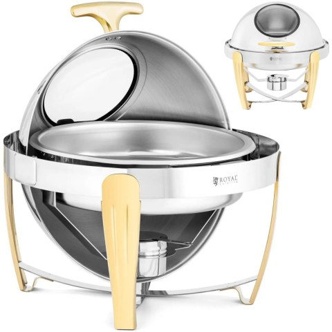 Podgrzewacz bemar bufetowy do potraw na pastę okrągły z pokrywą rolltop 6 l Royal Catering