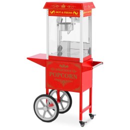 Profesjonalna maszyna do popcornu na wózku z oświetleniem RETRO 88 l 1600 W czerwona Royal Catering
