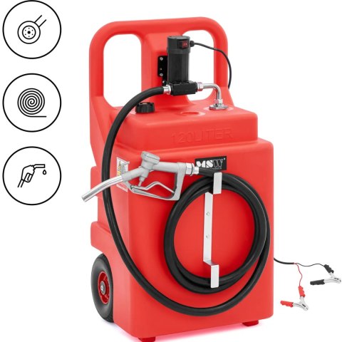 Przenośny zbiornik paliwa z elektryczną pompą nalewakiem na kółkach 37 l/min 120 l MSW