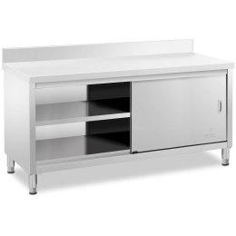 Stół blat roboczy przyścienny z szafką i rantem drzwi suwane 180 x 60 cm Royal Catering
