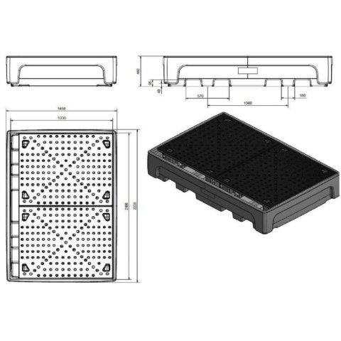 Wanna wychwytowa podstawa pod 2 zbiorniki IBC 1100L plastikowa PE CEMO 10952 GSG24
