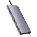 13w1 HUB adapter PortalJoy Series USB-C HDMI DP VGA USB-A PD RJ45 SD TF AUX - szary BASEUS