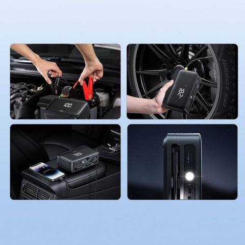 4w1 Jump starter 600A z latarką powerbankiem 6000mAh kompresorem Super Energy - czarny BASEUS