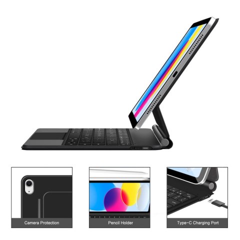 Etui z klawiaturą na iPad 10.9'' 2022 / iPad 11'' 2025 Smartcase Magnetic - czarne Tech-Protect