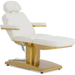 Fotel kosmetyczny SPA podgrzewany 3 silniki 200 kg VARESE - biało złoty Physa