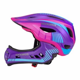 Kask rowerowy dziecięcy z odpinaną szczęką rozmiar M - fioletowo-różowy ROCKBROS