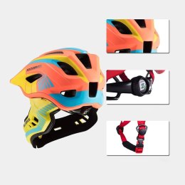 Kask rowerowy dziecięcy z odpinaną szczęką rozmiar S - żółto-pomarańczowy ROCKBROS
