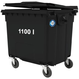 Kontener pojemnik na odpady śmieci komunalne PZH EN 840-2 DIN 1100L - czarny GSG24
