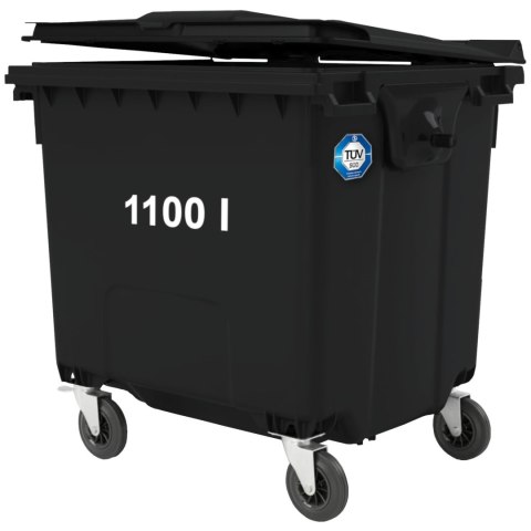 Kontener pojemnik na odpady śmieci komunalne PZH EN 840-2 DIN 1100L - czarny GSG24