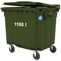 Kontener pojemnik na odpady śmieci komunalne PZH EN 840-2 DIN 1100L - zielony GSG24