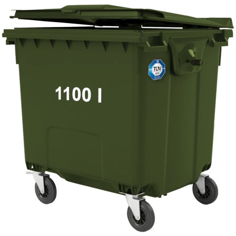 Kontener pojemnik na odpady śmieci komunalne PZH EN 840-2 DIN 1100L - zielony GSG24
