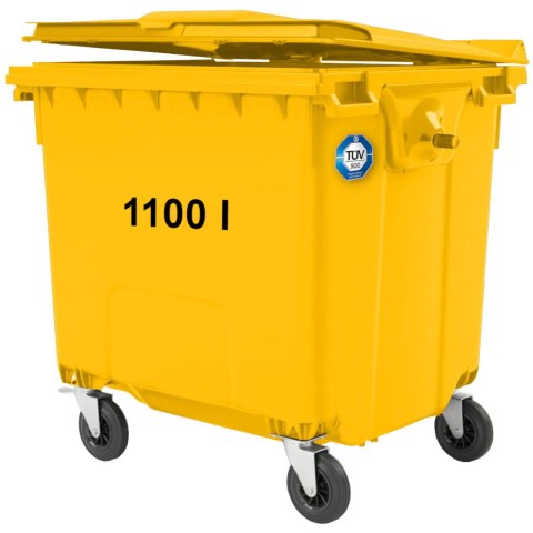 Kontener pojemnik na odpady śmieci komunalne PZH EN 840-2 DIN 1100L - żółty GSG24