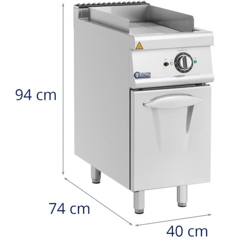 Płyta grillowa grill elektryczny ryflowany z szafką 33.5 x 55 cm 5.4 kW Royal Catering
