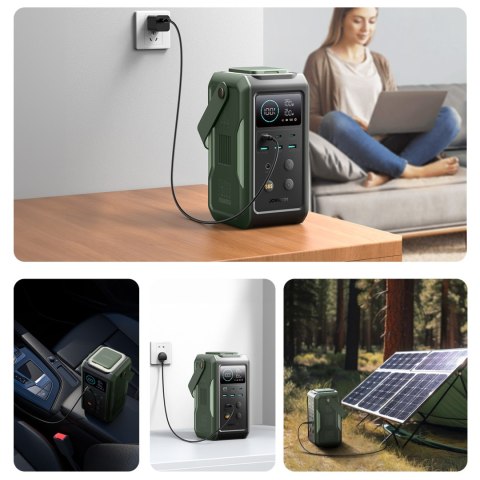 Powerbank turystyczny 75000mAh 100W USB-C USB-A lampka sygnał SOS - zielony JOYROOM