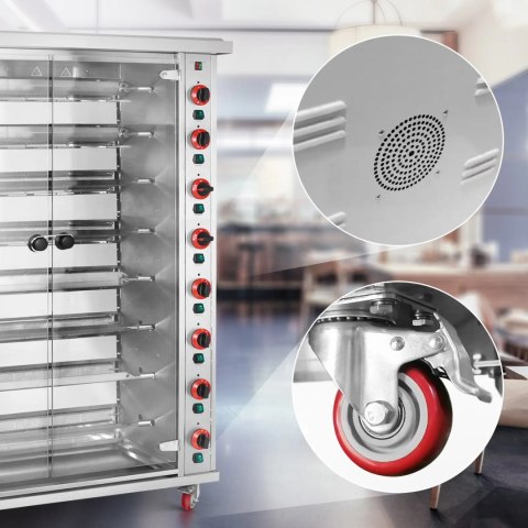 Rożen gazowy opiekacz do 40 kurczaków 8 szpikulców propan-butan 40 kW Royal Catering