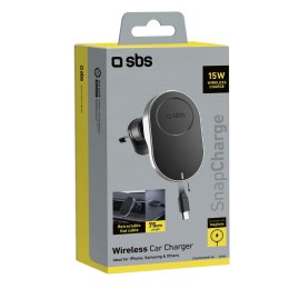 Uchwyt na smartfona z ładowarką bezprzewodową zwijanym kablem MagSafe - czarny SBS