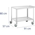 Wózek kelnerski cateringowy do serwowania 2 półki 80 x 57 cm do 100 kg Royal Catering
