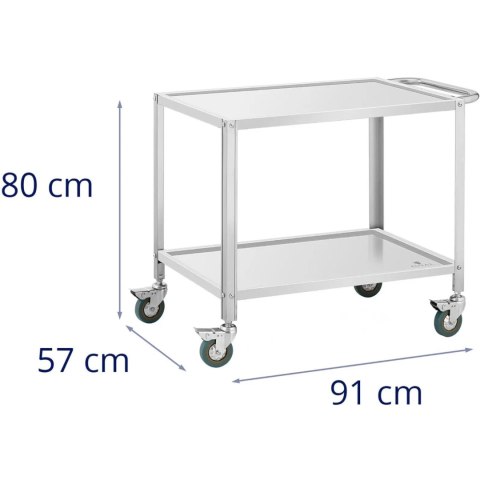 Wózek kelnerski cateringowy do serwowania 2 półki 80 x 57 cm do 100 kg Royal Catering