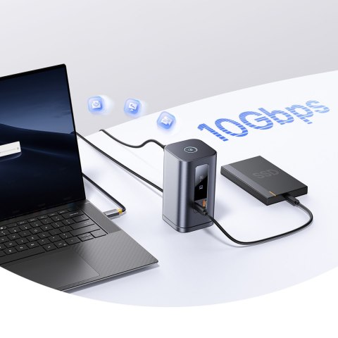 HUB Stacja dokująca 11w1 USB-C HDMI DP USB-A USB-C RJ45 PD mini jack 3.5mm ładowarka EU - szara BASEUS