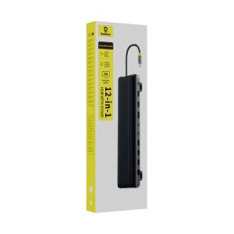 HUB Stacja dokująca 12w1 USB-C HDMI DisplayPort USB-A SD/microSD RJ45 PD - szara BASEUS
