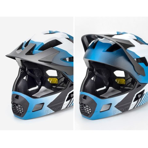 Kask rowerowy dziecięcy z odpinaną szczęką rozmiar M 54-57cm - niebieski ROCKBROS