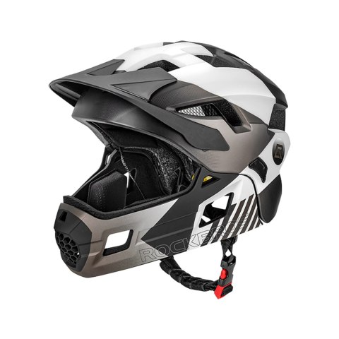 Kask rowerowy dziecięcy z odpinaną szczęką rozmiar S 48-54cm - szary ROCKBROS