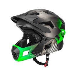 Kask rowerowy dziecięcy z odpinaną szczęką rozmiar S 48-54cm - zielony ROCKBROS