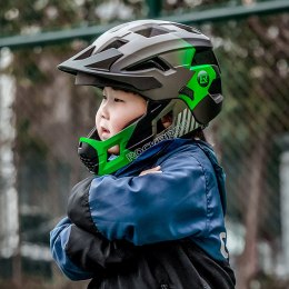 Kask rowerowy dziecięcy z odpinaną szczęką rozmiar S 48-54cm - zielony ROCKBROS