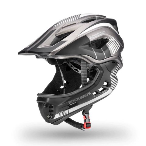 Kask rowerowy dziecięcy z odpinaną szczęką rozmiar S - szary ROCKBROS