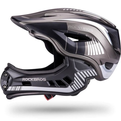 Kask rowerowy dziecięcy z odpinaną szczęką rozmiar S - szary ROCKBROS