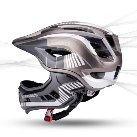 Kask rowerowy dziecięcy z odpinaną szczęką rozmiar S - szary ROCKBROS