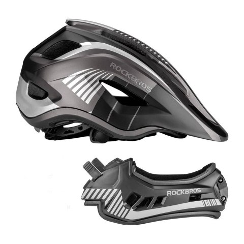 Kask rowerowy dziecięcy z odpinaną szczęką rozmiar S - szary ROCKBROS