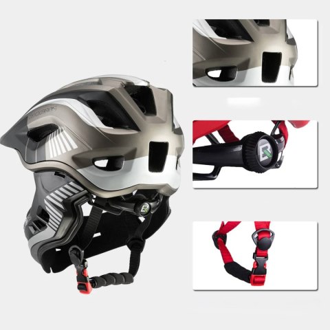 Kask rowerowy dziecięcy z odpinaną szczęką rozmiar S - szary ROCKBROS
