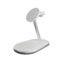 Ładowarka bezprzewodowa 3w1 do telefonu smartwatcha słuchawek Qi2 MagSafe - biała PURO