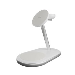 Ładowarka bezprzewodowa 3w1 do telefonu smartwatcha słuchawek Qi2 MagSafe - biała PURO