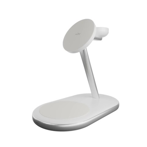 Ładowarka bezprzewodowa 3w1 do telefonu smartwatcha słuchawek Qi2 MagSafe - biała PURO