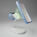 Ładowarka bezprzewodowa 3w1 do telefonu smartwatcha słuchawek Qi2 MagSafe - biała PURO