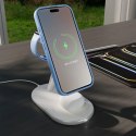 Ładowarka bezprzewodowa 3w1 do telefonu smartwatcha słuchawek Qi2 MagSafe - biała PURO