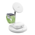 Ładowarka indukcyjna 3w1 ze stojakiem do iPhona AirPods USB-A - biała PURO