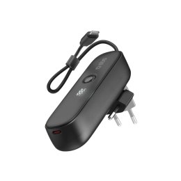 Powerbank 5000mAh z wbudowanym kablem składaną wtyczką PD 20W - czarny SBS
