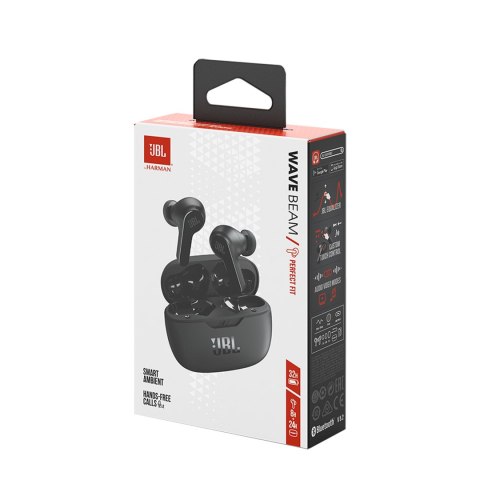 Słuchawki bezprzewodowe dokanałowe JBL Wave Beam Bluetooth 5.2 IP54 IPX2 - czarne JBL
